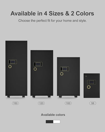 TIGERKING 11.5 Cu Ft Large Heavy Duty Home Security Safe – Digital Touchscreen Lock, Anti-Theft, Adjustable Shelves, Easy to Use, Jewelry & Valuables, Ideal for Home or Office (Black, Classic Style)