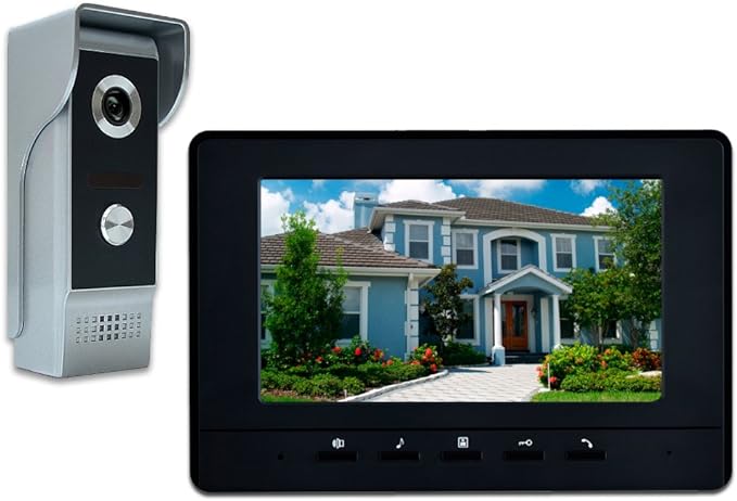 AMOCAM Wired Video Intercom System, 7 Inches Video Doorbell Door Phone System, HD Camera Kits Support Unlock, Monitoring, Dual-Way Intercom for Villa Home Office Apartment