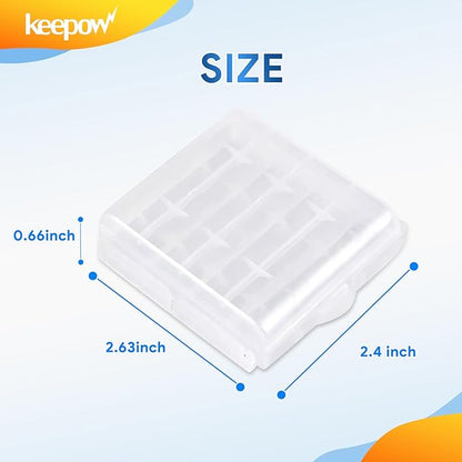 KEEPOW 12 Pcs AA/AAA Battery Storage Case Holder Box, Clear Color