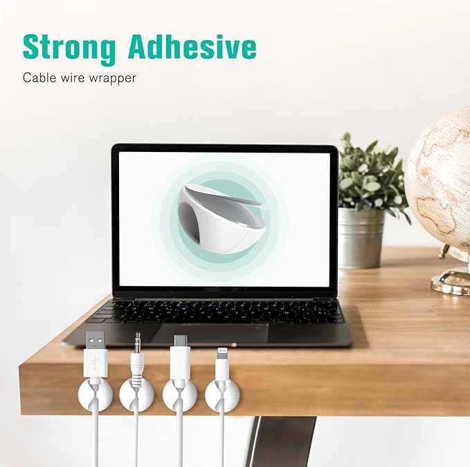12 Pack Cable Clips, Znben Wire Organizer Holder Adhesive Cord Management Charger Wire Holder Clips for Desk, Home, Office, Car, Cubicle, Nightstand White