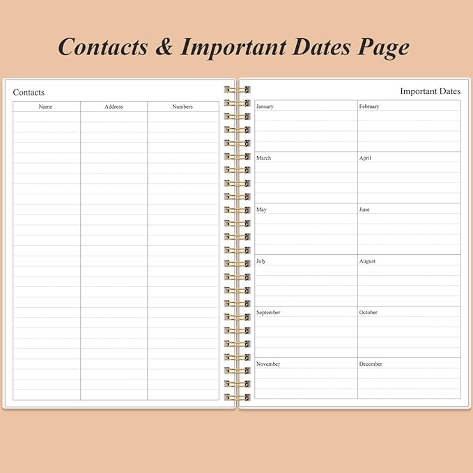 Daily Planner Undated - B5 To Do List Notebook Hourly Schedules, Spiral Appointment Planner for Women and Men, PVC Hardcover, Inner Pocket, Elastic Closure, 7" x 10", Rose Leaf