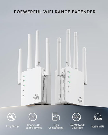 2025 WiFi Extenders Signal Booster with Dual Band 5GHz/2.4GHz, Long Range Up to 13888 sq. ft & 150+ Devices, Internet Extender WiFi Booster, WiFi Extenders Signal Booster for Home and Outdoors