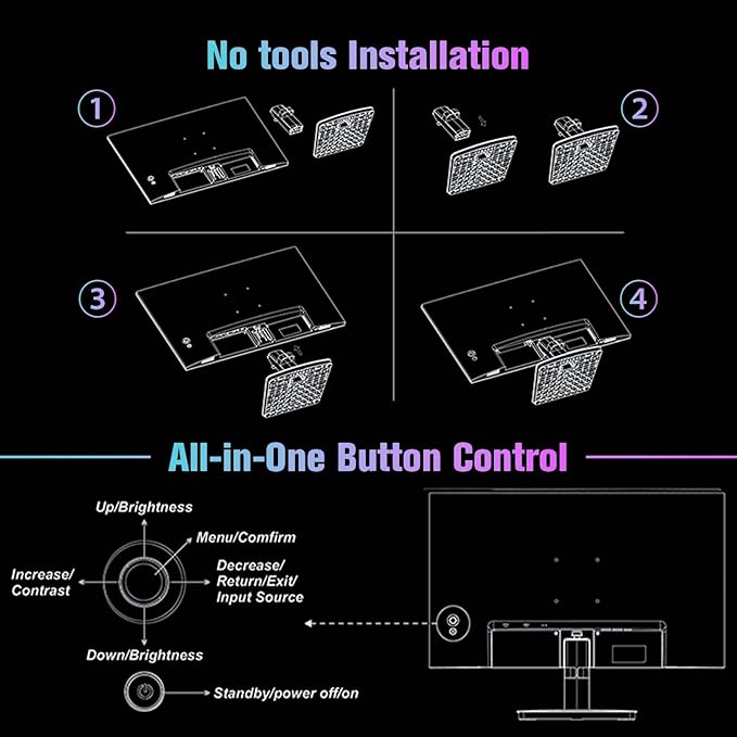 SANSUI Monitor 24 inch 100Hz Computer Monitor丨FHD 1080P PC Monitor丨HDMI丨FreeSync丨HDR丨Earphone Jack丨 Ergonomic Tilt for Home and Office