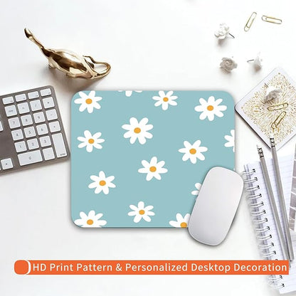 Armanza Square Mouse Pad Little Daisy,Personalized Premium-Textured Custom Mouse Mat Design,Washable Mousepad Cloth,Non-Slip Rubber Base Computer Mouse Pads for Wireless Mouse