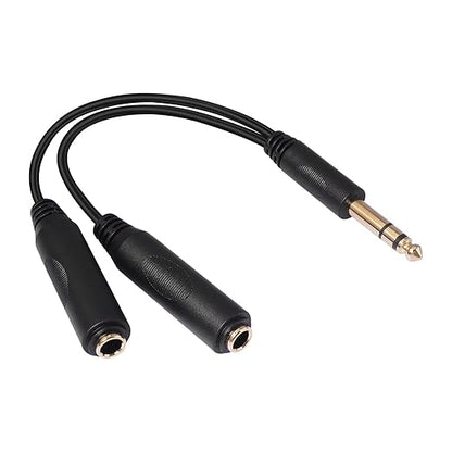SiYear 6.35mm 1/4 inch Male Plug Stereo to 2 Dual 1/4 "TRS Female Jack Connector Audio Speaker Cable, Y Splitter Adapter Cable (20CM / 8Inch)