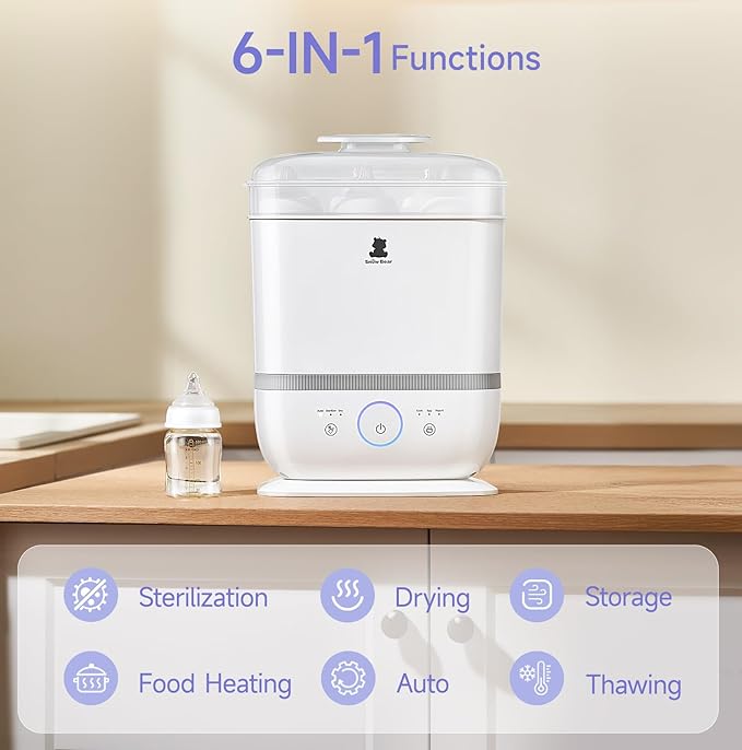 Snow Bear Baby Bottle Sterilizer and Dryer with Touchscreen, 6-in-1 Steam Bottle Sterilizer for Baby Bottles Pacifier, Breast Pump Part, 13 Bottles Extra-Large Capacity for Fast Drying Baby Essential