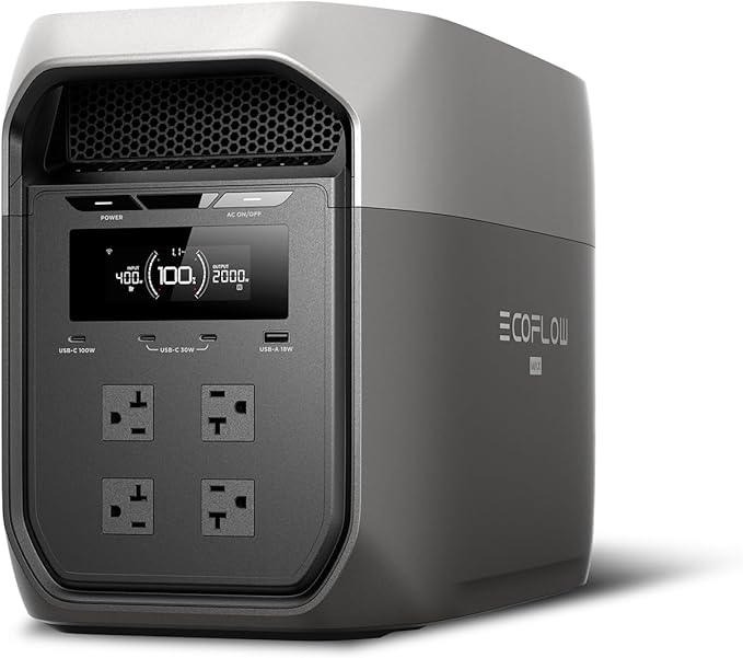 EF ECOFLOW Portable Power Station DELTA 3 Max, 2048Wh LiFePO4 Battery, Solar Generator (Solar Panel Optional), 3400W X-Boost Output, Ultra-Fast 0-80% Charging in 1.13 Hr, Home Backup & RV Camping