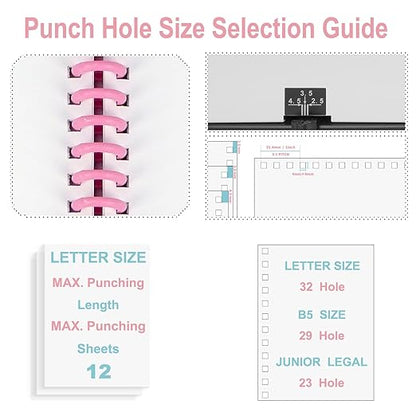 Rayson PT1202 Coil Binding Machine, 3:1 Pitch, 32 Hole Punch for Spiral & Click Binding Spines, Metal Spiral Binder Hole Punch, Punches 12 Sheets at a Time