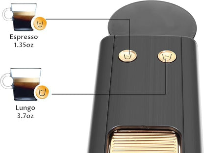 Black Espresso Machine for Nespresso Compatible Capsule, Single Serve Coffee Maker Programmable for Espresso Pods, Premium Italian 20 Bar High Pressure Pump ，Mini Coffee and Espresso Machine