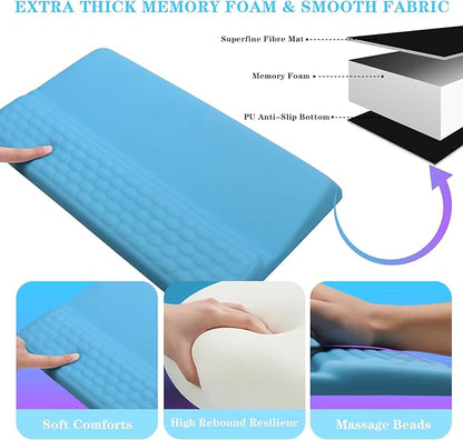 Computer Keyboard Stand with Wrist Rest, Ergonomic Tilted Keyboard Holder - Keyboard Riser with Wrist Pad - Keyboard Tray Support for Office Home - Blue