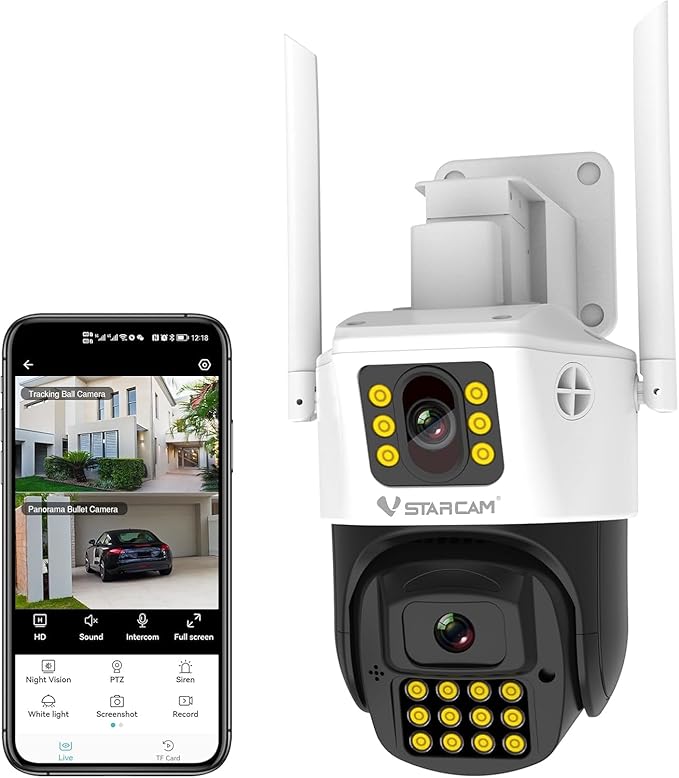 VSTARCAM 2K Outdoor Dual-Camera Security, IP66 Protection & Cloud Recording
