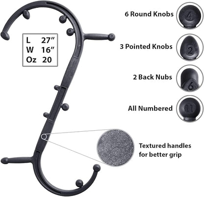 Body Back Buddy Elite – USA Made – Trigger Point Massage Tool, Shoulder Neck Back Handheld Self Massager, Manual Massage Cane, Hook, Muscle Knot Remover with Instructions, Patented (Black)