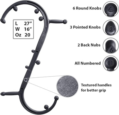 Body Back Buddy Elite Trigger Point Massage Tool, Neck and Back Massager Handheld, Manual Self Massager, Massage Cane, Muscle Knot Remover with Instructions, 2-Pack Bundle (Black)
