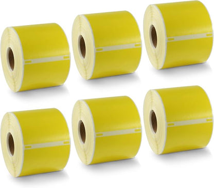 BETCKEY Colored Labels Compatible with Dymo 30857 (2-1/4" x 4") Visitor Name Tag Badge Labels, Compatible for Dymo LabelWriter Thermal 450, 4XL & Zebra Desktop Printers [6 Rolls, Yellow]