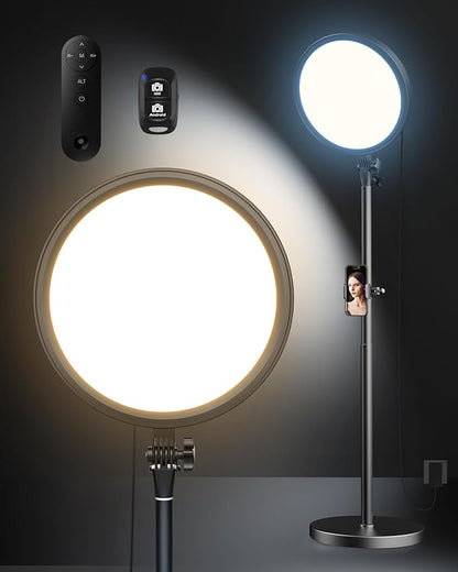 Aureday 12” Selfie Ring Light with Stand, Overall 79” Tall Ringlight Stands with Remotes and Phone Holder, Professional Floor Stand Light Ring for Video Recording/Live Stream/TikTok/Photography/Barber