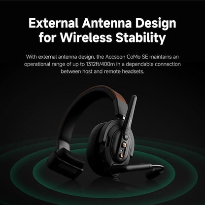 Accsoon Como SE Wireless Headset Intercom System 1312ft Team Communication Group Talk, 30+Hour Battery Life(Only Host Headset)