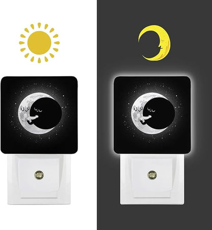 Cute Lunar Eclipse Night Light, Plug into Wall Decor Nightlights for Bedroom, Bathroom, Hallway, Kitchen, with Dusk to Dawn Light Auto Sensors LED Night Lights for Boys Girls Women Men Room Gifts