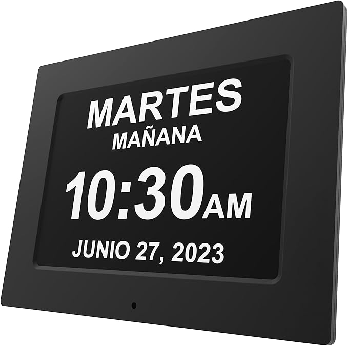 【New 2025】 Dementia Clock Large Clock for Seniors, Digital Clock with Custom Alarms, Clock with Day & Date for Elderly, Large Number Digital Clock Black Extra Large