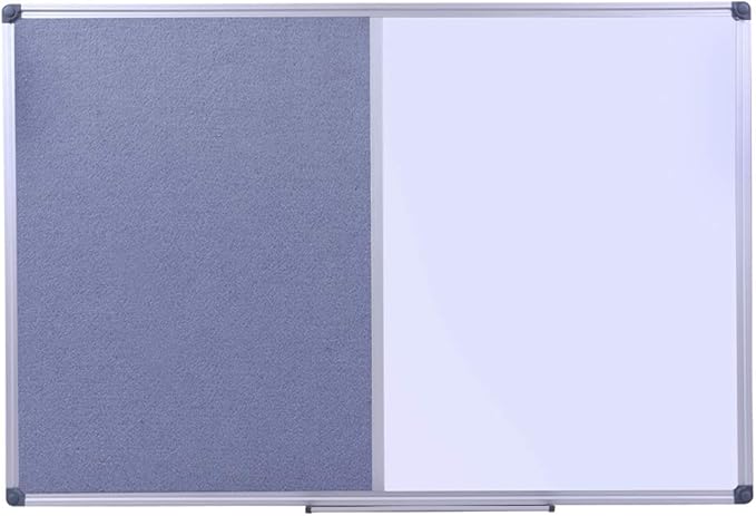 36 x24 inch Cork & Dry Erase Combo Board - Magnetic Whiteboard & Grey Bulletin Board for Office, Home, Classroom | Wall-Mountable with Aluminum Frame & Pen Tray