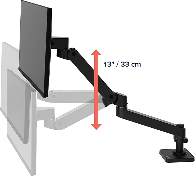 Ergotron – Upgraded LX Pro Premium Monitor Arm, Single Monitor Desk Mount – fits Flat Curved Ultrawide Computer Monitors up to 34 Inches, 4 to 22 lbs, VESA 75x75mm or 100x100mm – Matte Black