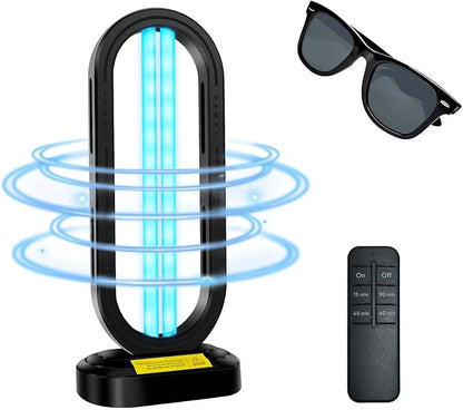 UV Light Sanitizer,4-Speed Timing and Remote Control UVC Home Disinfection Device,Portable Ultraviolet Light Sanitizer Effectively Mold Remover and Dust Mites,UV Lamp for Whole Room,Black