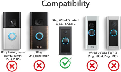 Hidden River Lab 0.5” Spacer for Ring Video Doorbell Wired (Model 5AT3T5) - Premium Ring doorbell Mount - Black