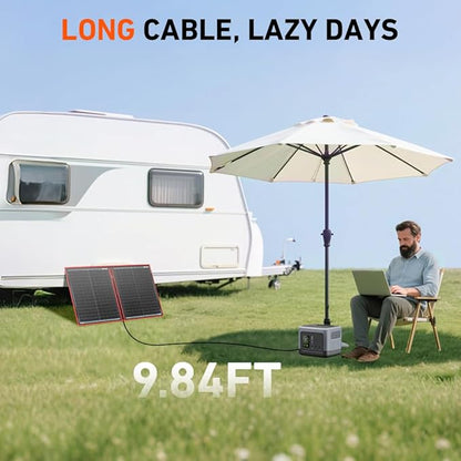 DOKIO 100W Portable Foldable Solar Panel Kit (19x26in, 5.3lb), with Separate Controller and Dual USB, Monocrystalline Charger for 12V Batteries & Power Stations, RV Camping Trailer Emergency Backup