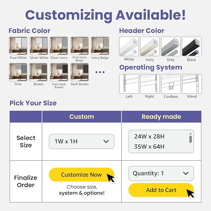 FOIRESOFT Standard Blackout Zebra Roller Blinds [Bonita, Pure White, W 39 x H 64inch] Dual Layer Privacy Shade, Room Darkening, Select 1x1 for Custom