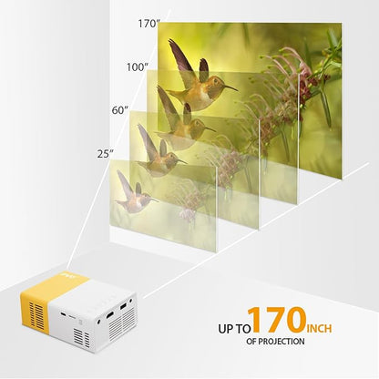 PVO Mini Projector Portable For Cartoon, Outdoor Video Projectors, LED Pico Movie-Projector for Home Theater, Kids Gift, Video Can Be Easily Mirrored Directly to The Projector Via Data Cable