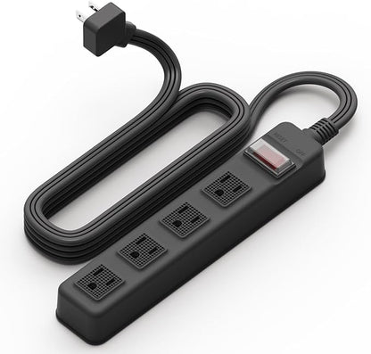 S.O.V Splashproof IPX4 Power Strip, Patented Zero-Current Auto Shut Off, ETL Listed, 4-Outlet Flat Plug, Black, 5ft Cord