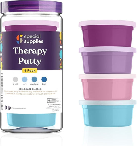 Special Supplies Therapy Putty for Teens and Adults - Resistive Hand Exercise Stress Relief Therapy Putty Kit, Set of 4 Strengths, Three Ounces of Each Putty (Unicorn Colors)
