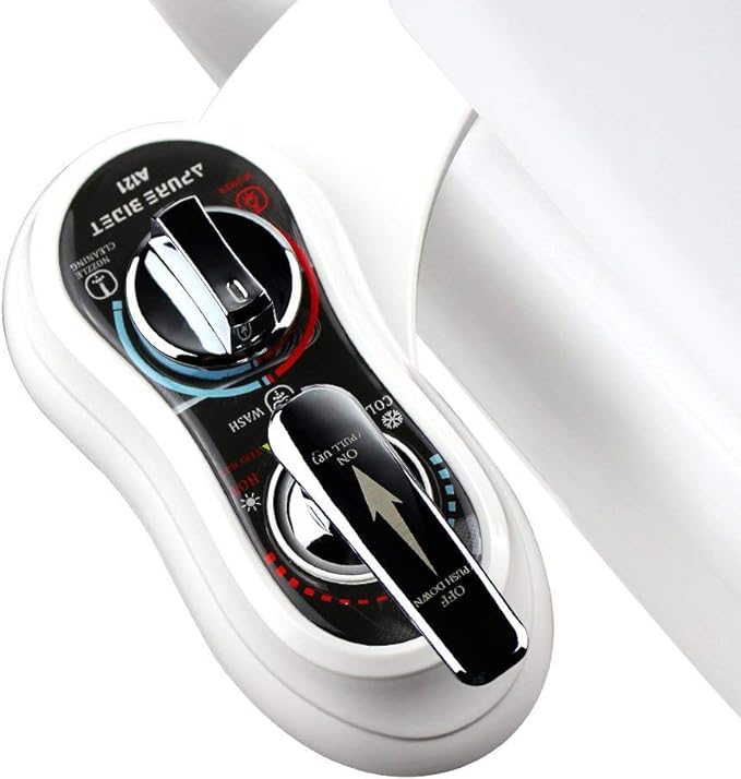 APURE BIDET A121 - Hot and Cold Water Bidet Attachment for Toilet Seat - Dual nozzle - Rear and Feminine Wash- Selfcleaning- Adjustable Water Pressure Non-Electric Bidet Toilet Seat Attachment