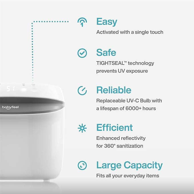UV Light Sanitizer, UV Box Sanitizer, Conveniently Sanitizes in Minutes, Large Capacity, No Cleaning Required, Touch Control