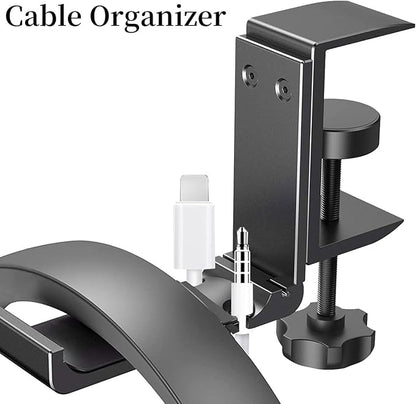 tempsnug Aluminum Headphone Stand Hanger Foldable with Cable Organizer Headset Holder, Non-Slip Desk Hook Space Save Universal Headphone Mount