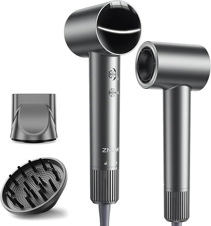 Hair Dryer, High-Speed Ionic Quiet Blow Dryer with 160,000 RPM Brushless Motor for Fast Drying, Low Noise Thermo-Control Compact Professional Dryers with Magnetic Diffuser & Nozzle for All Hair Types