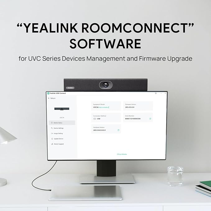 Yealink UVC34 4K Conference Room Camera System 10 Microphone 8 MP All-in-One Video Conferencing System AI Auto Framing 120° Field of View Microsoft Teams Certified Webcam Zoom Rooms USB-A