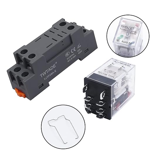 TWTADE/AC 24V Relay 10A Electromagnetic Power Coil Relay 8 Pins DPDT 2NO+2NC with Indicator Light and Socket Base -YJ2N-LY