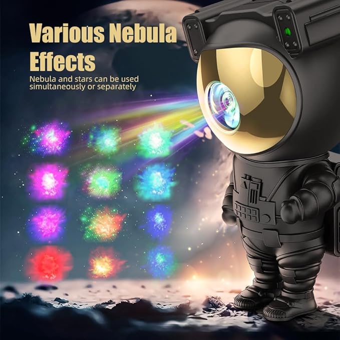 AceGamer Astronaut Galaxy Projector Night Light with Timer and Remote Star Starry Nebula LED Lamp, Gift for Kids and Adults for Bedroom, Christmas, Birthday, Valentine's Day etc. (Black-Golden)