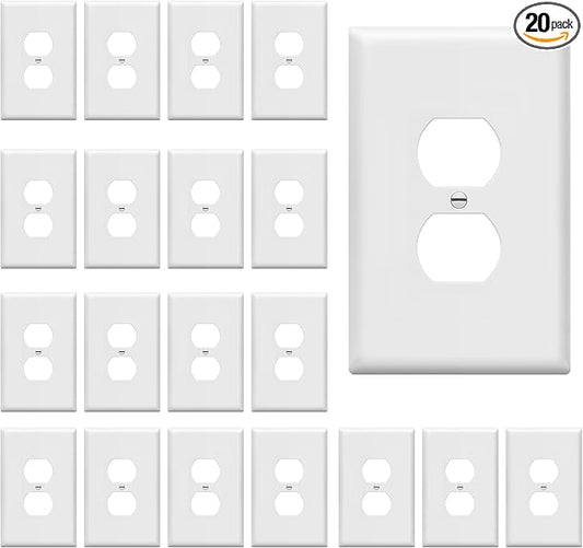 ENERLITES Jumbo Duplex Receptacle Outlet Wall Plate, Large Electrical Outlet Covers, Over-Size 1-Gang 5.5" x 3.5", Polycarbonate Thermoplastic, 8821O-W-20PCS, White (20 Pack)