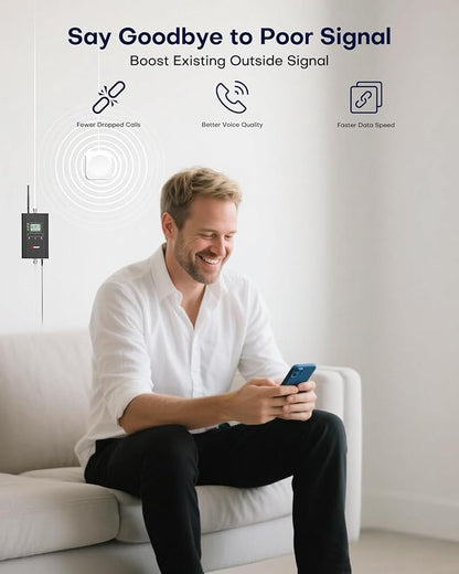 Hiboost Cell Phone Signal Booster for Home and Office, 4,000 sq ft, Boost 5G 4G LTE Data for Verizon AT&T and All U.S. Carriers, FCC Approved