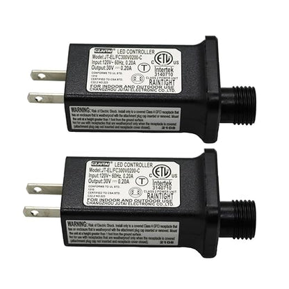 2 PCS 8 Mode Light LED Transformer 30V LED Controller Class 2 Power Supply,Transformer US Plug Adapter Replacement for String Light, not Fit 8 Mode with Control Box and 1 Mode String Light