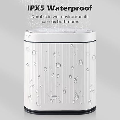 Bathroom Sensor Trash Can with Lid Automatic 2 Gallon Smart Garbage Can Bathroom Decor, 7.5 Liter Small Trash Bin, Motion Sensor Waterproof Wastebasket for Office, Bedroom, White Black