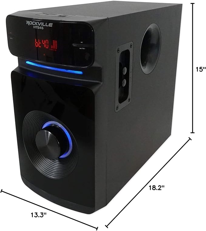 Rockville HTS45 800w 5.1 Channel Home Theater Audio System, Bluetooth Connectivity, USB/SD Playback, Wall-Mountable Speakers, for Home Entertainment
