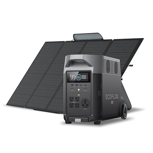 EF ECOFLOW Solar Generator 120V/3.6KWh DELTA Pro with 400W Portable Solar Panel, 23% High Efficiency, 5 AC Outlets, 3600W Portable Power Station for Home Backup Outdoors Camping RV Emergency