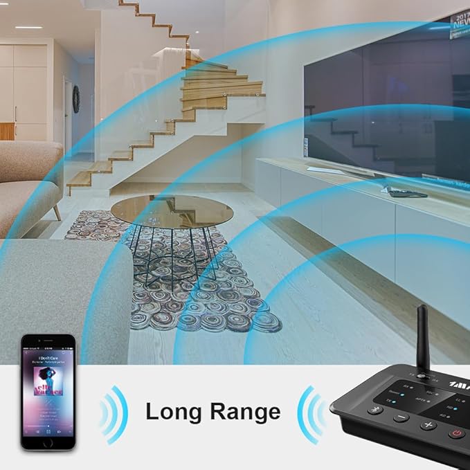 1Mii B03 Bluetooth 5.3 Transmitter Receiver for TV Home Stereo BT Headphones, aptX Low Latency/Adaptive/HD Bluetooth Audio Adapter, Splitter for Wired & Wireless, Optical RCA AUX 3.5mm Inputs/Outputs