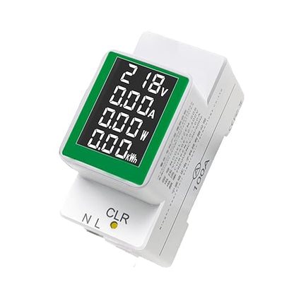 AC 50-300V 100A Multi Function Voltage Amperage Power Meter, Din Rail LCD Digital Backlight Energy Monitor, Built-in Current Transformer Ammeter Voltmeter, Single Phase Tester