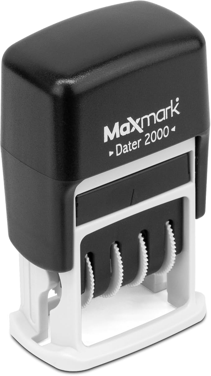 MaxMark Dater 2000, Self Inking Small Date Stamp with Dry Pad, No Ink