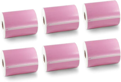 BETCKEY Colored Labels Compatible with Dymo 1744907 (4" x 6") Extra Large Shipping Labels, Compatible for Dymo LabelWriter Thermal 4XL & Zebra Desktop Printers [6 Rolls, Pink]