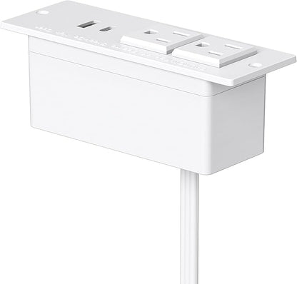 Conference Recessed Power Strip USB C PD 20W Fast Charging,Furniture Recessed Outlet,2 Outlets,2 USB Ports Table Power Strip,Flush Mount Power Strip for Side Table,6ft Cord,Flat Plug