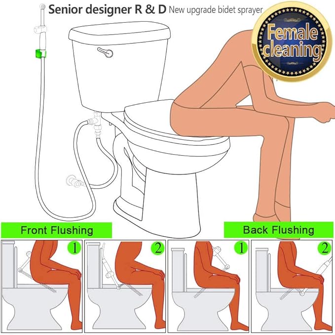 SonTiy Handheld Bidet Toilet Sprayer, Brass Cloth Diaper Sprayer Hand Held Bidet Attachment Jet Spray for Toilet with Backflow Preventer, 59" PVC Shower Hose and Shut Off Valve, Brushed Gold